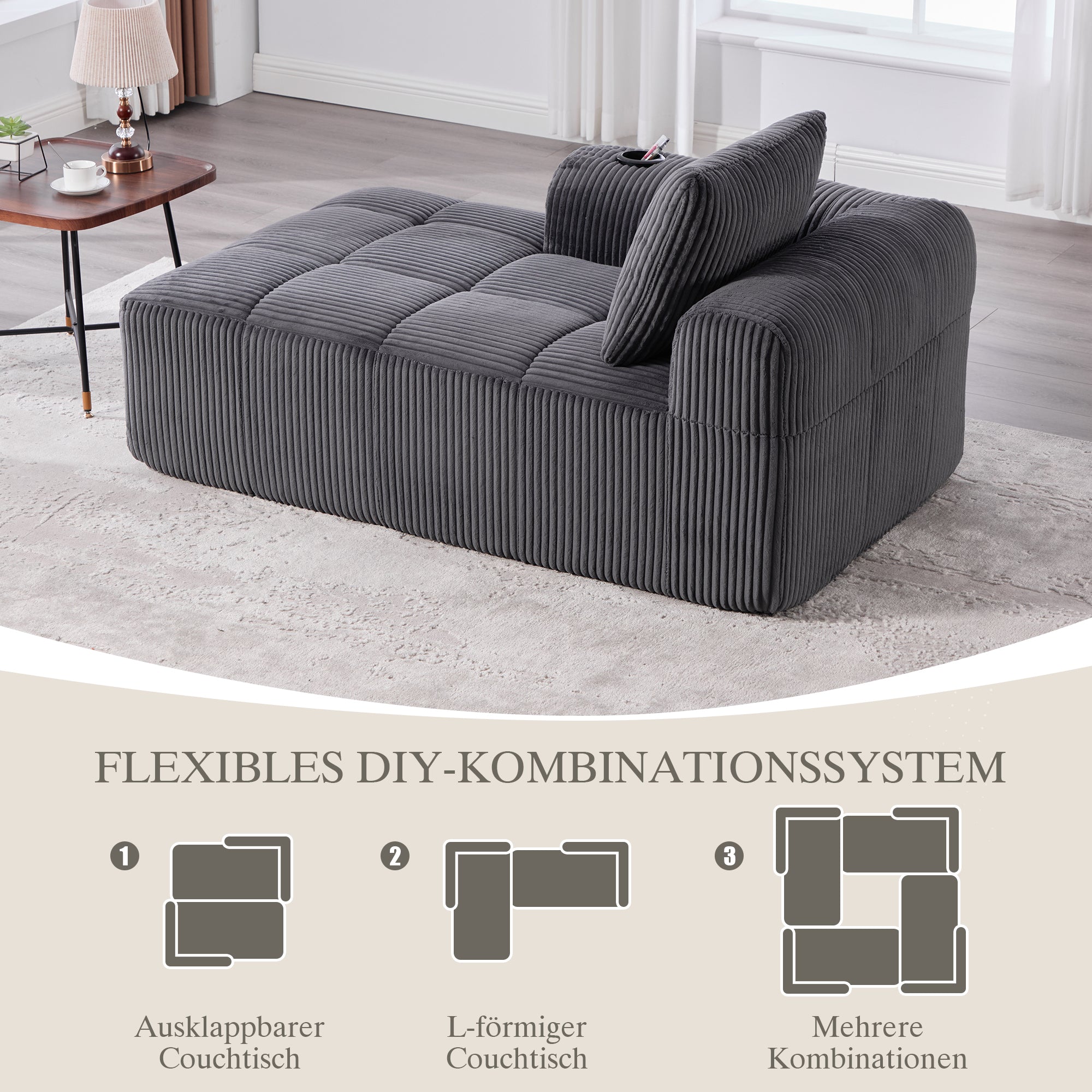 Cozy Recliner Sofa Side Pocket Drink Holder - Corduroy