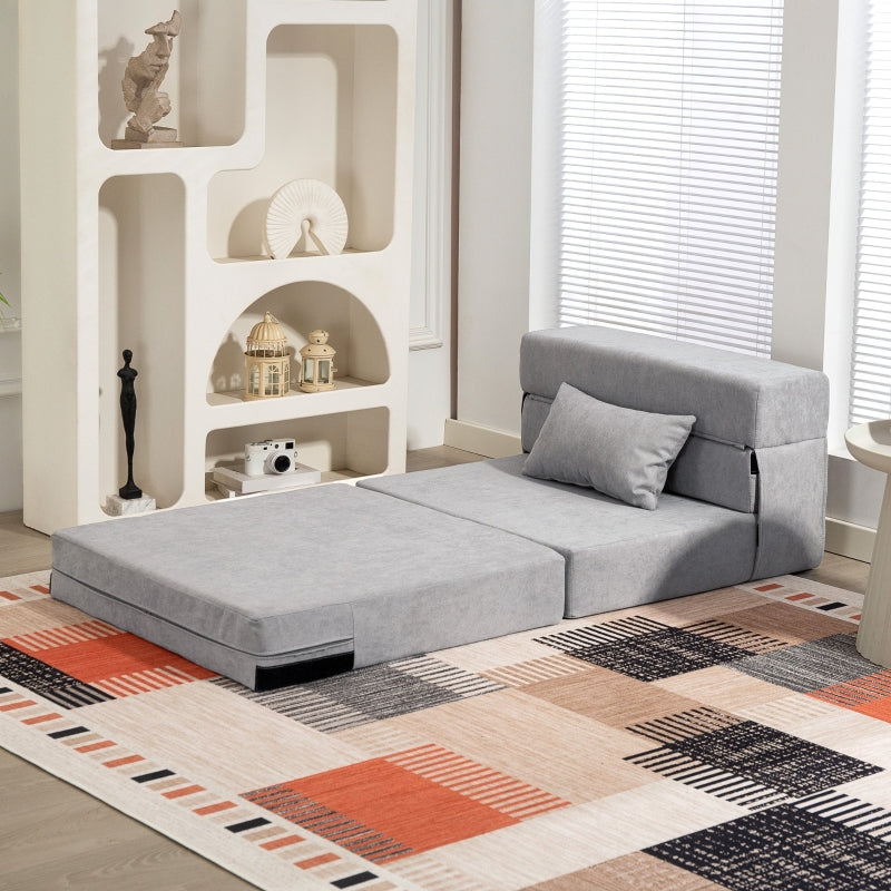 Floor Sofa Upholstered Couch Convertible Mattress Foam Light Grey