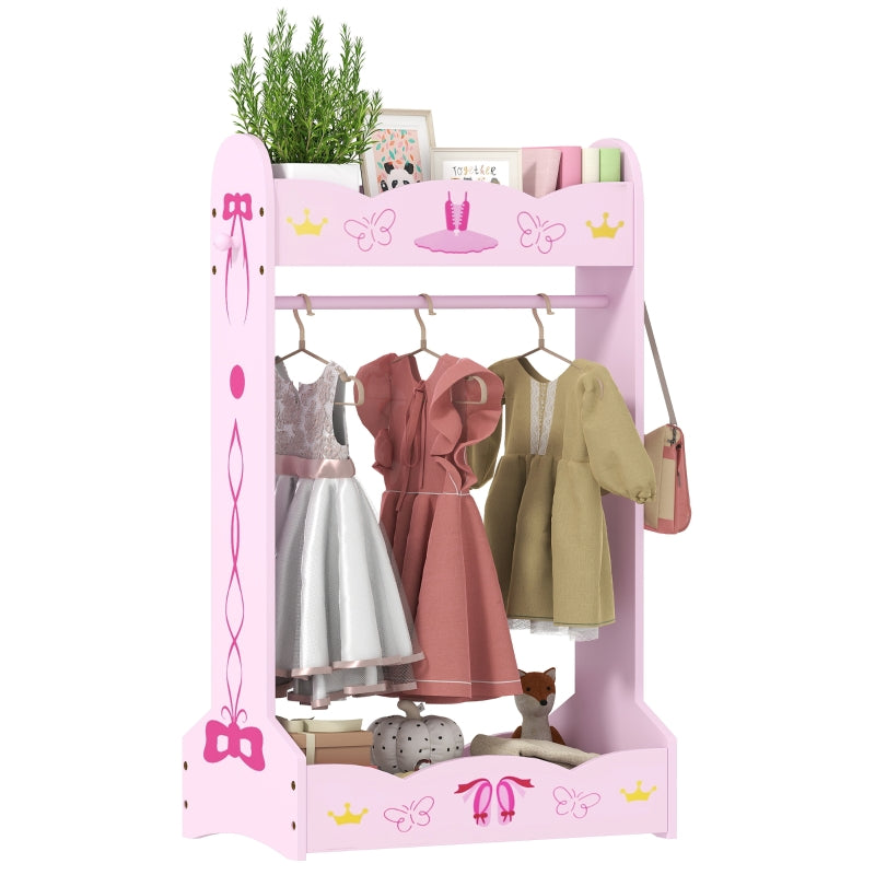 Kids Clothes Rail, Two Shelves 3-8 Years, Pink