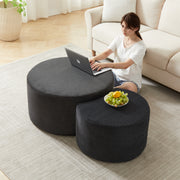 Coffee Table Set, 2-Piece Upholstered Round Foam