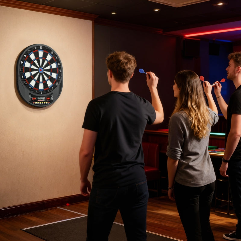 Electronic Dartboard with LCD Display and 6 Dart Sets for 1-8 Players, Multicolored