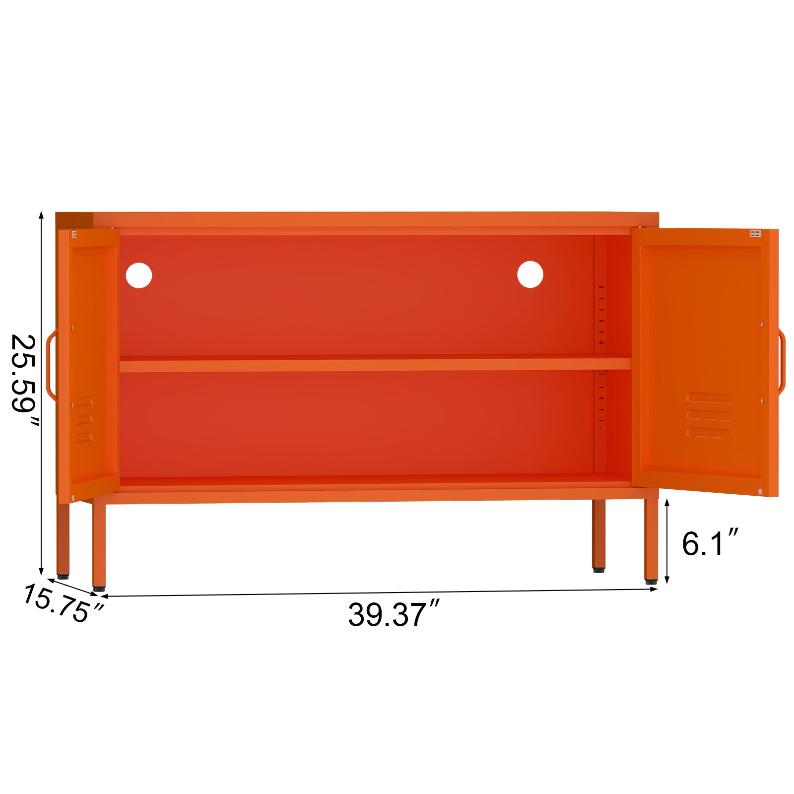 Locker Cabinet Metal Storage TV Stand with 2 Doors Orange