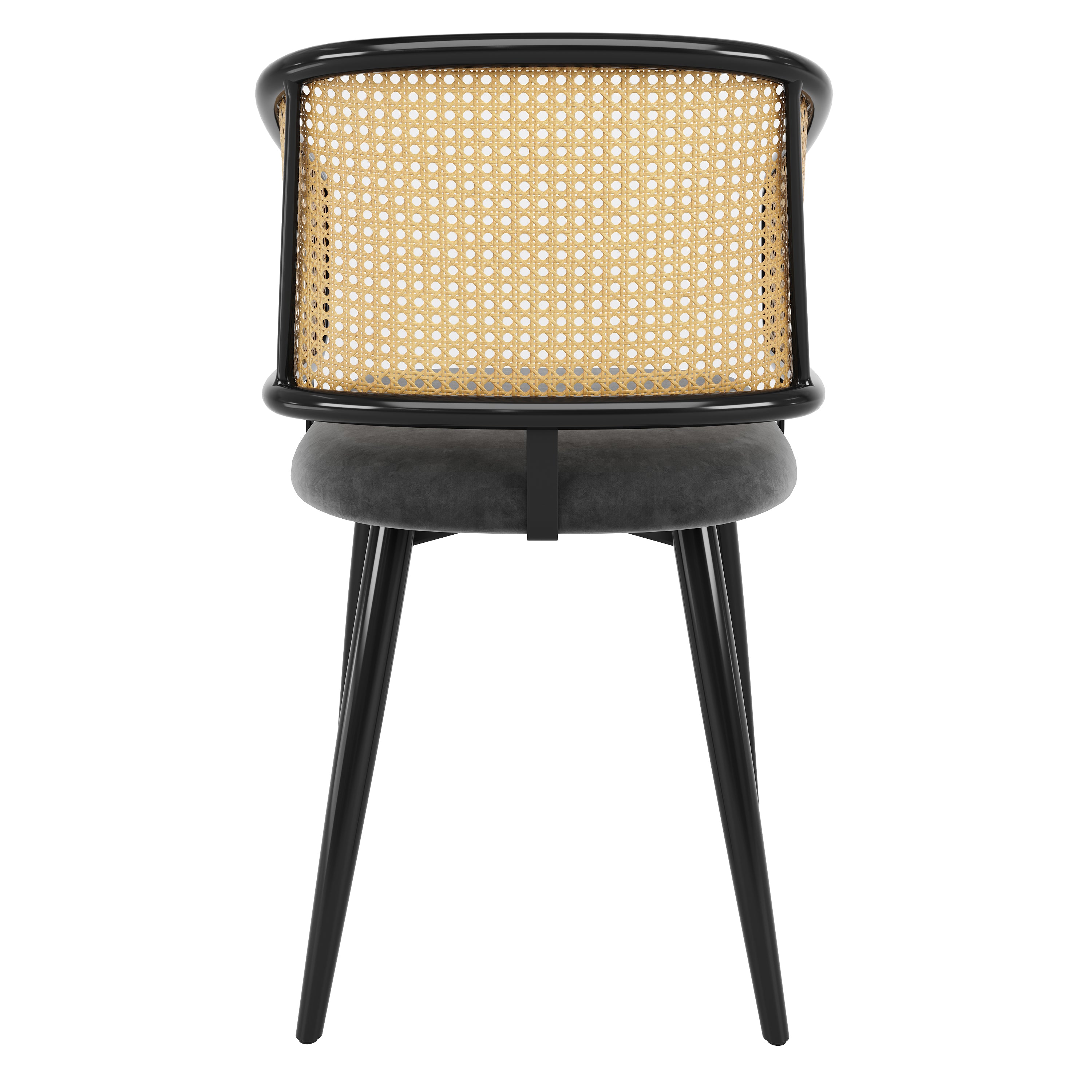 Dining Chairs, Rattan Backrest Velvet Cushion, Modern Style