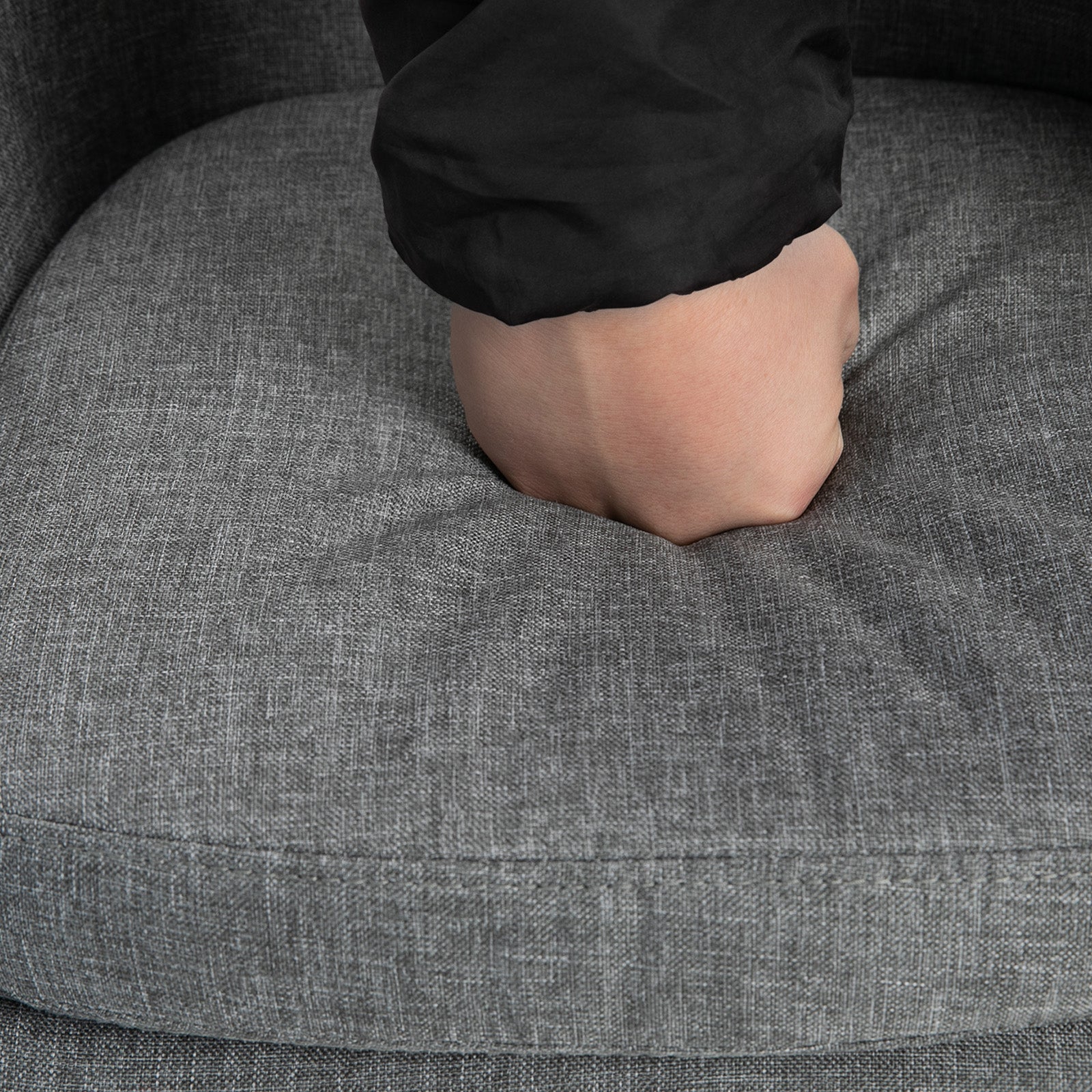 Bar Stools, Set of 2, Seat Cushion, Footrests, Grey Linen