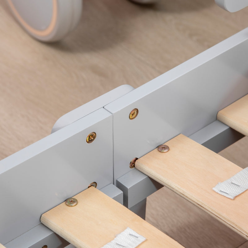 Kids Toddler Bed Star Moon Patterns Side Rails Grey