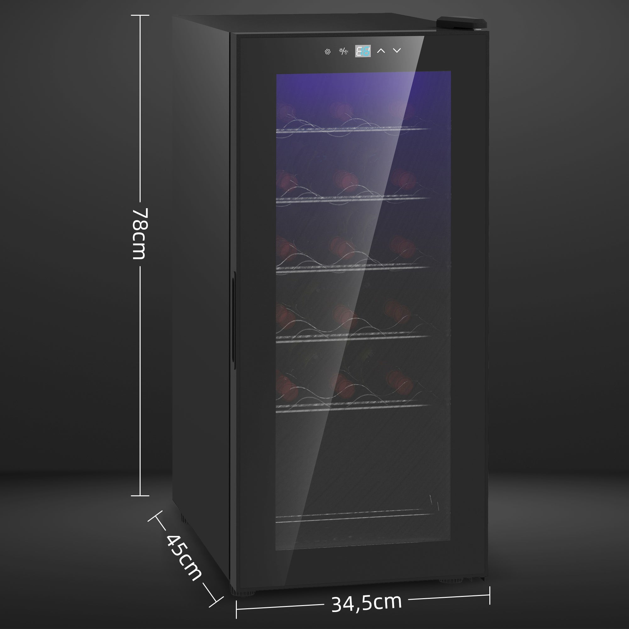 Wine Cooler, 18 Bottles, 50L, Glass Door, Stainless Steel