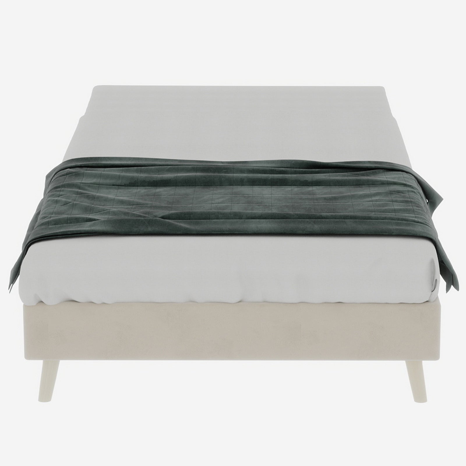 Modern Minimalist Bed Frame, 90x200 cm, Low-Profile, Dutch Velvet Beige