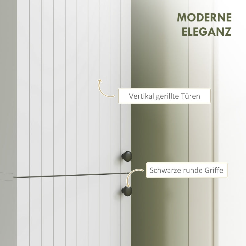 Wall-Mounted Bathroom Cabinet, 6 Shelves, Lacquered MDF, White