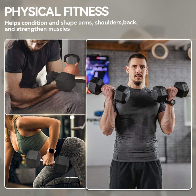 Dumbbell Hand Weights, 35KG Portable Home Gym, Rubber Hex