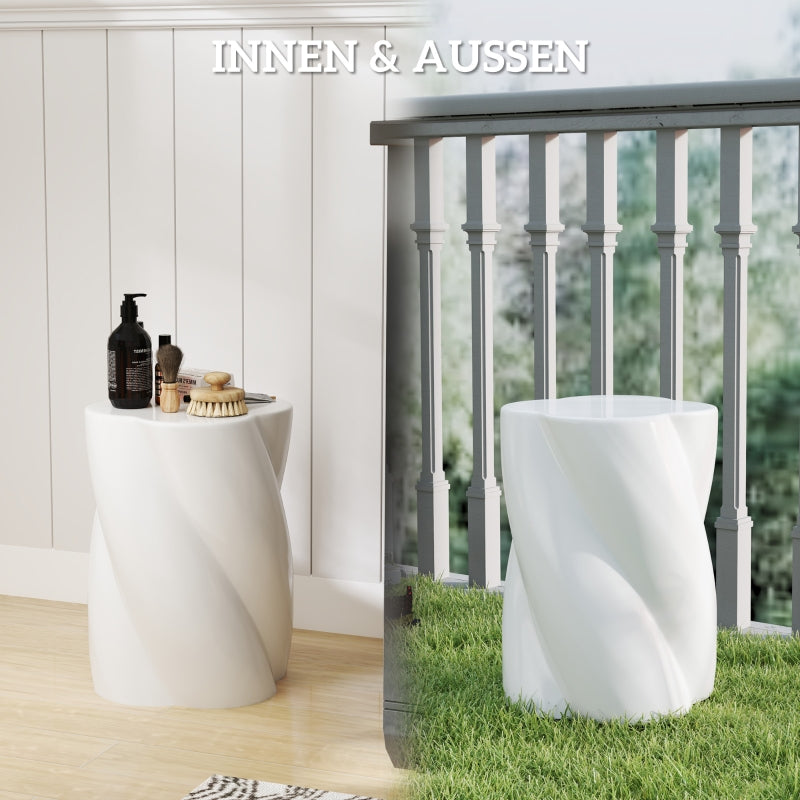 Ceramic Spiral Stool, 120 kg Load, Weatherproof, White