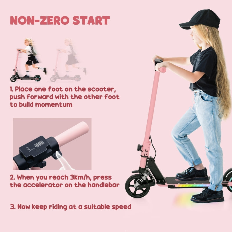 SPORTNOW Folding Electric Scooter with Dual Brakes, Front Suspension, LED Lights, Pink
