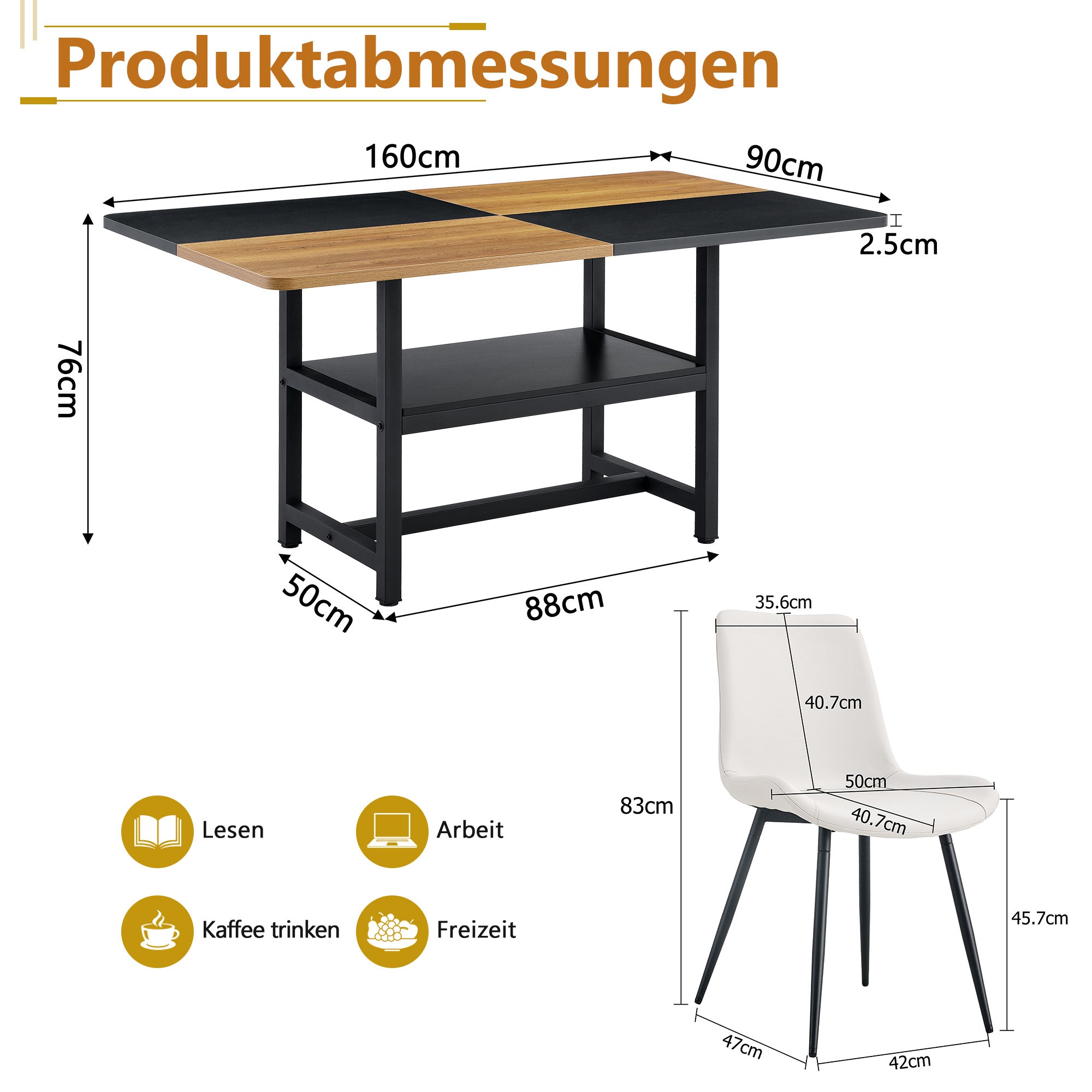160 cm Rectangular Dining Table Set, Multifunctional Storage & 4 Chairs, White PU