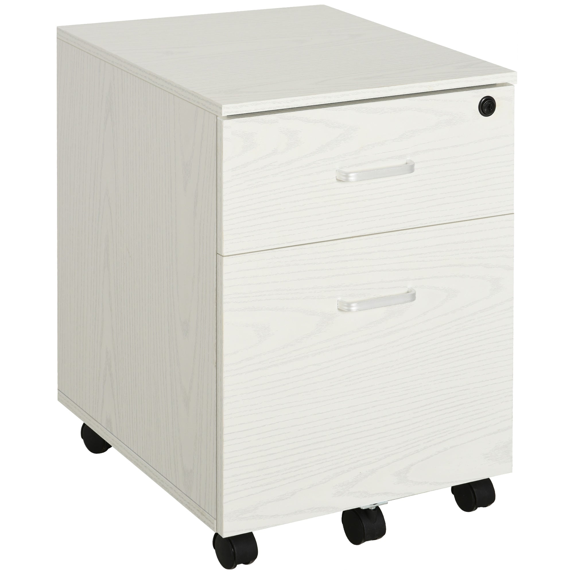 2-Drawer Filing Cabinet Rolling Storage A4 Hanging White Wood Grain