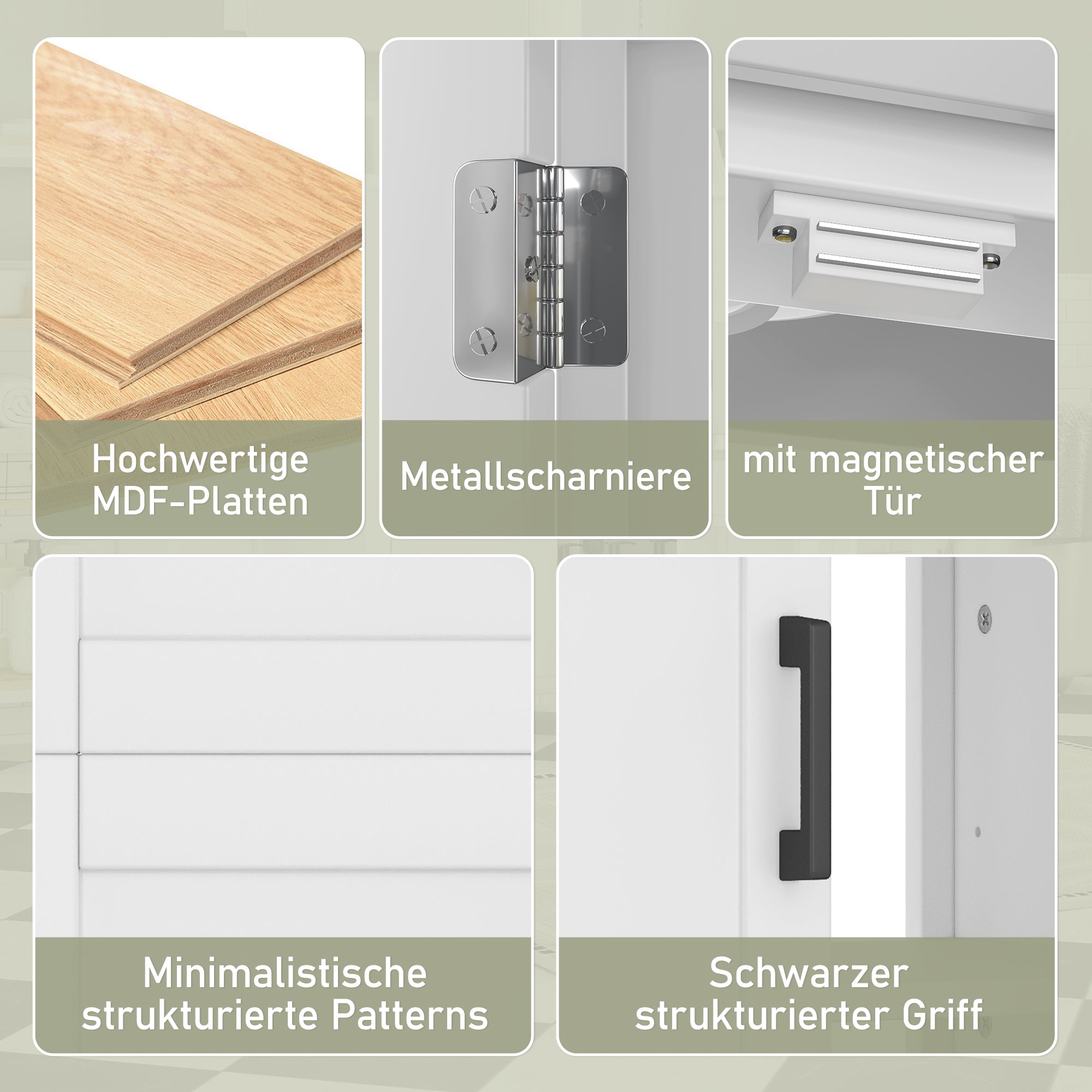 Bathroom Vanity Unit with Ceramic Sink and Adjustable Shelves, White