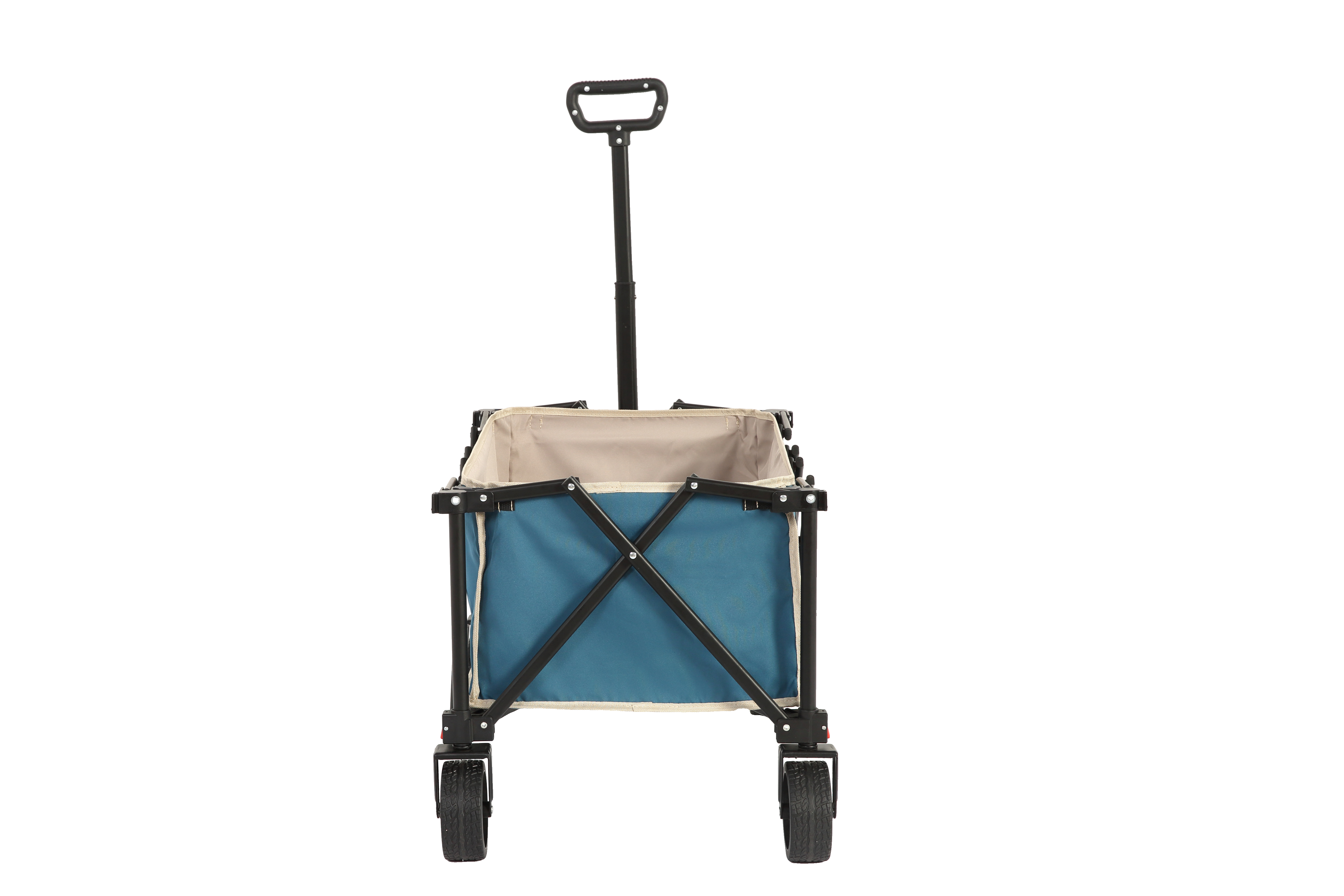 Folding Wagon Cart with All Terrain Wheels, Heavy Duty, Adjustable Handle, Outdoor Utility, Blue