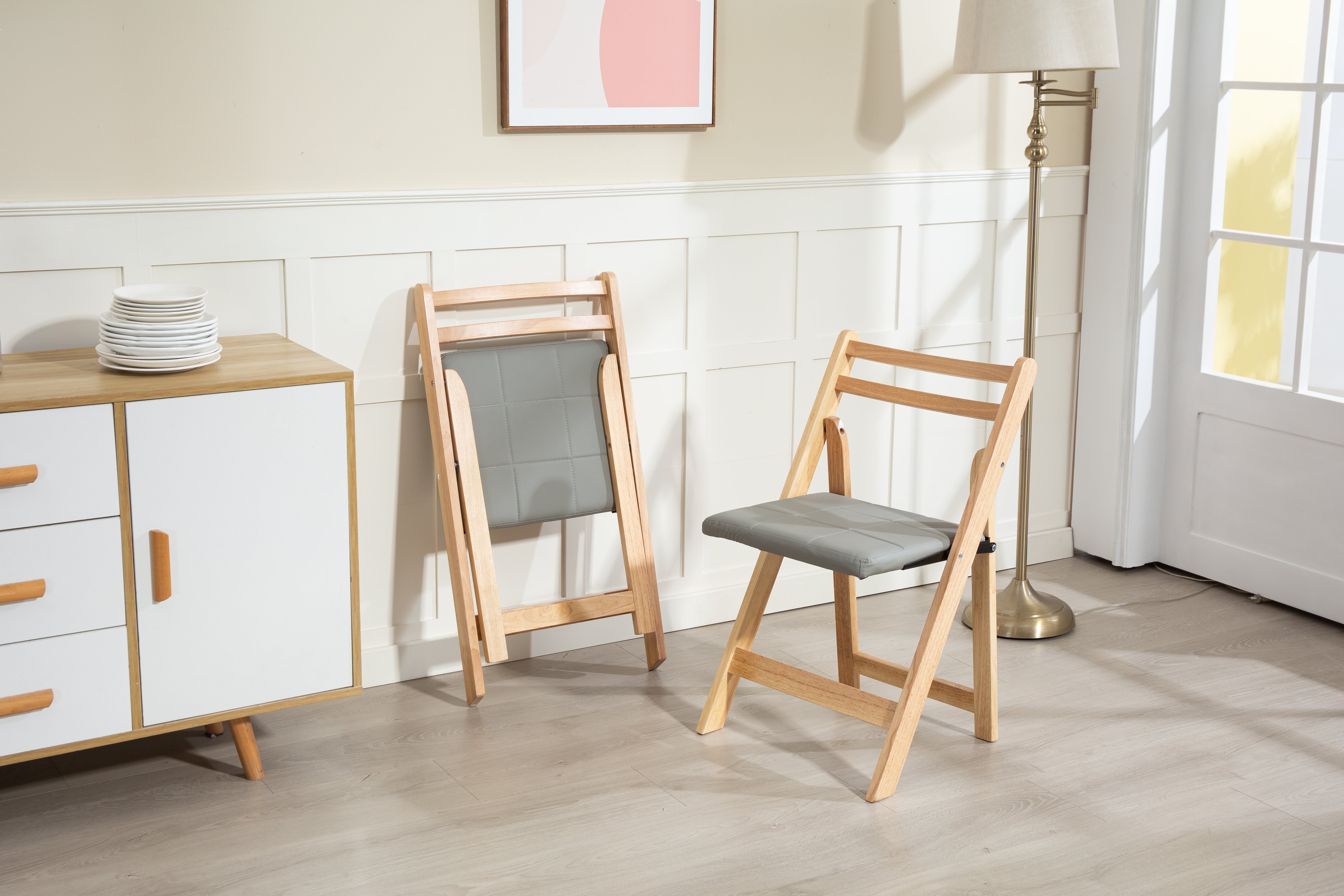 Solid Wood Folding Chair - Space-Saving, Durable & Stylish Design - Solid Wood