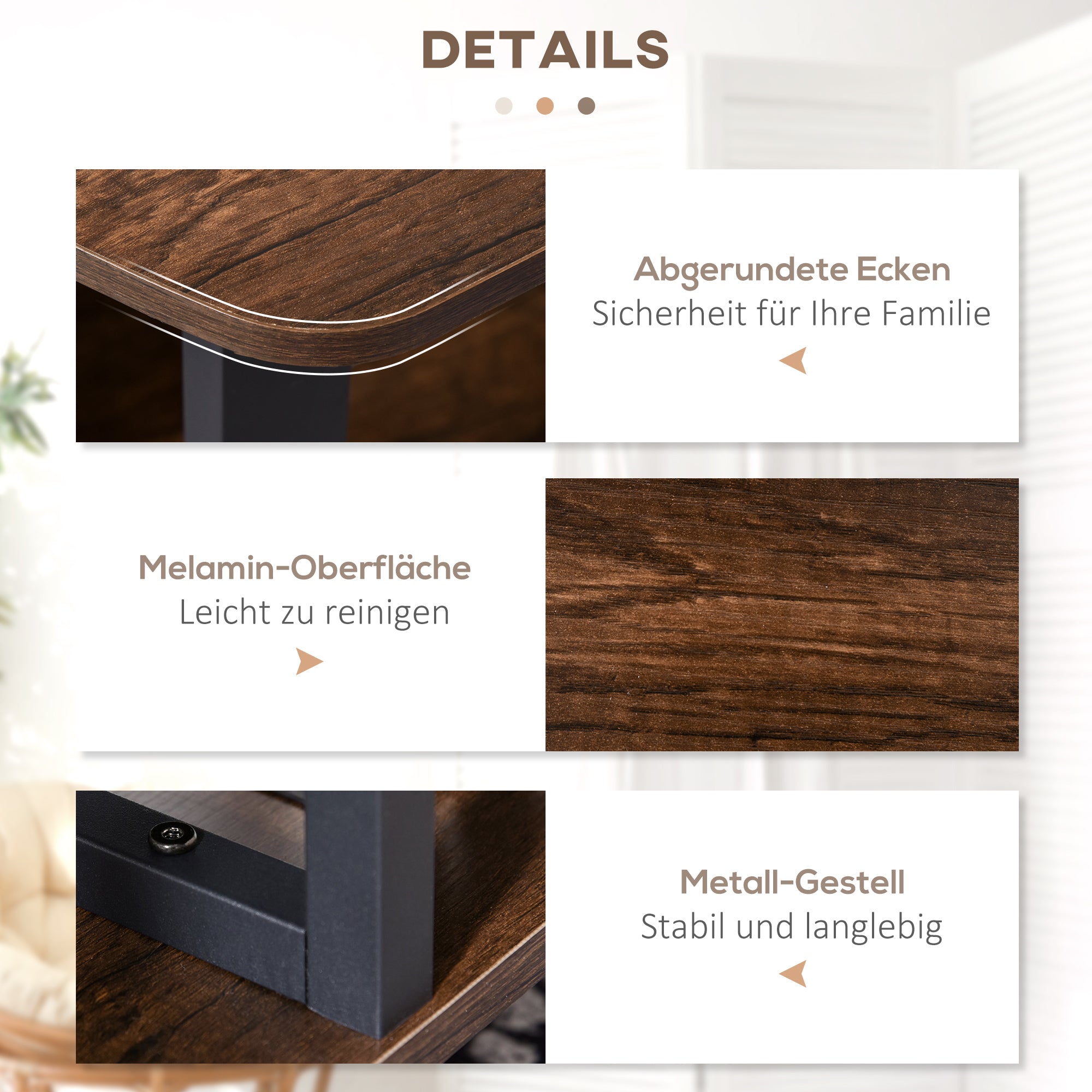 Coffee Table with Storage Surfaces, 100x60x46cm, Chipboard and Steel Brown