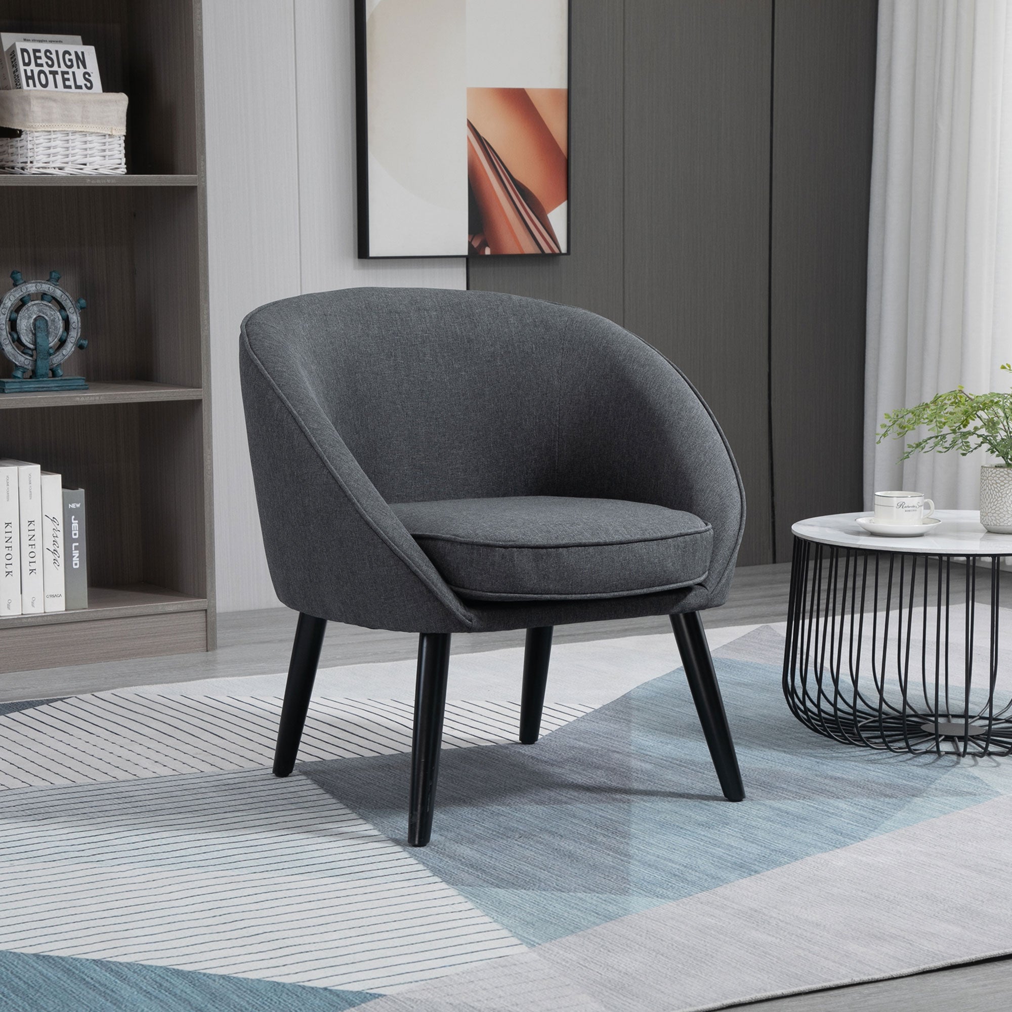 Lounge Chair Modern Upholstered Dining/Office/Cocktail Wood Grey