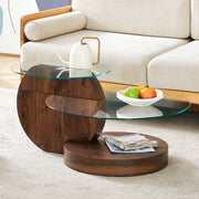 Coffee Table Modern Minimalist Multi-Layer Tempered Glass & MDF