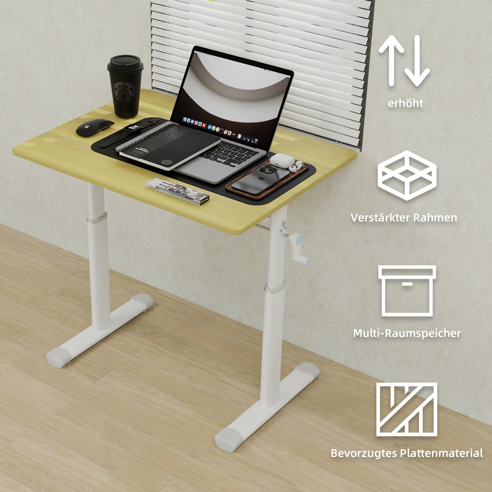 Adjustable Study Desk, Height-Adjustable Multi-Purpose Compact Design