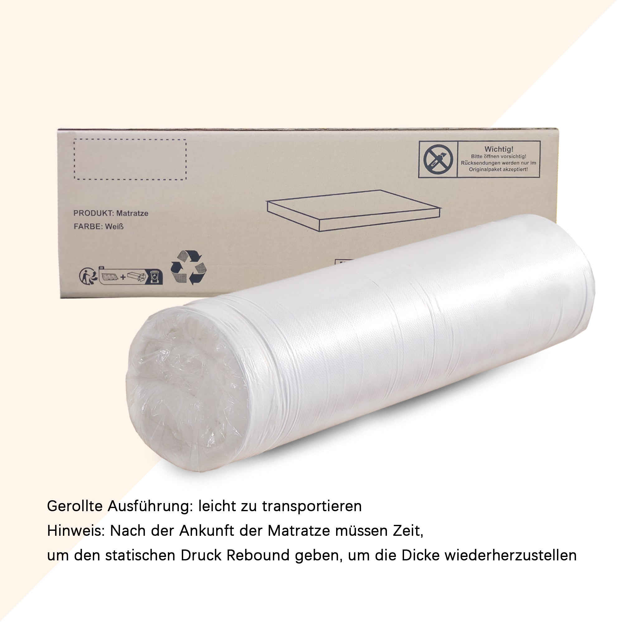 Foldable mattress, ergonomic breathable durable, white