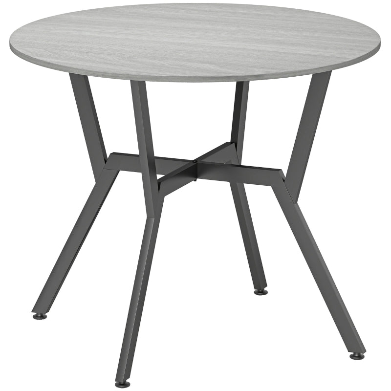 Dining Table Round Kitchen Black Legs 90 x 76 cm, Grey