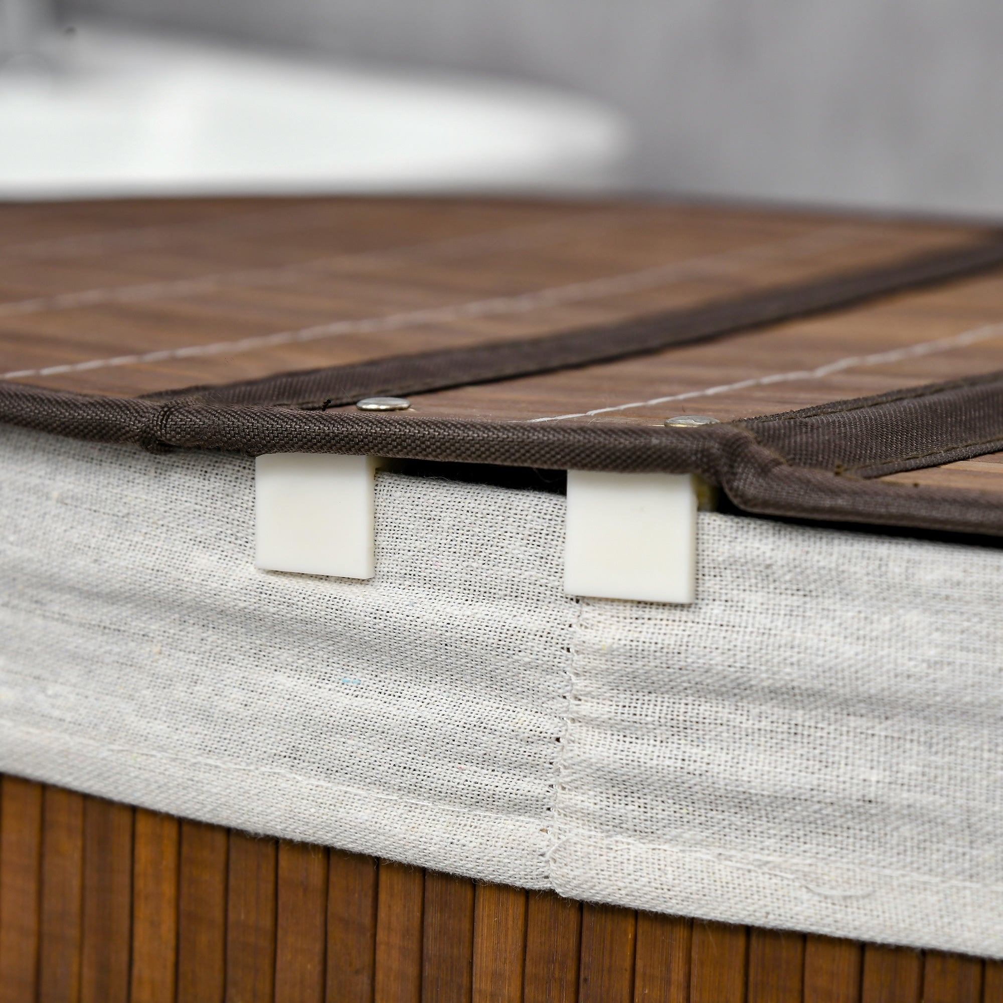 Laundry Basket, 100L with Lid, 2 Bags, Bamboo