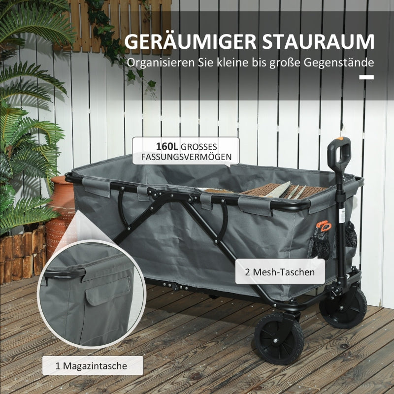 Garden Cart, Foldable 120 kg 160L, Dark Gray