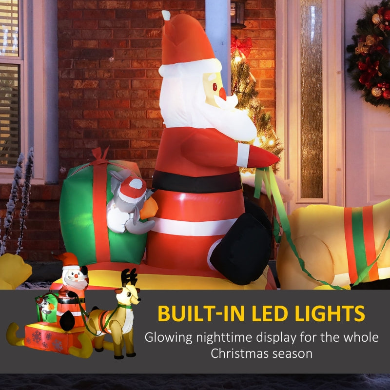 Inflatable Santa Claus Sledge Reindeer Blow Up 4ft Christmas Decoration for Garden