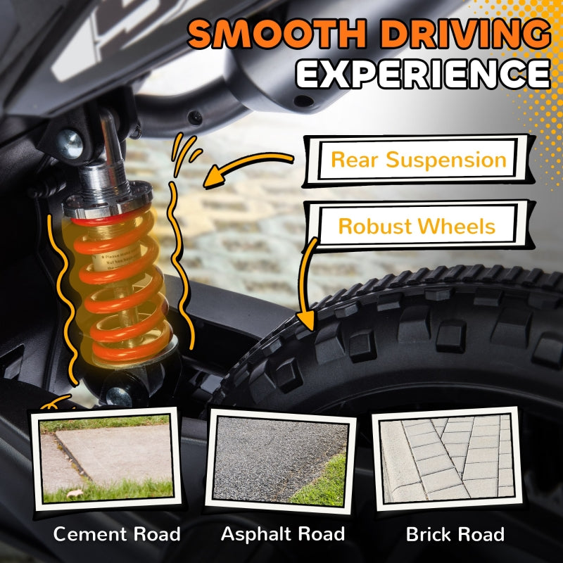 Aprilia Licensed Kids Motorbike, 12V with Training Wheels, Yellow/Black