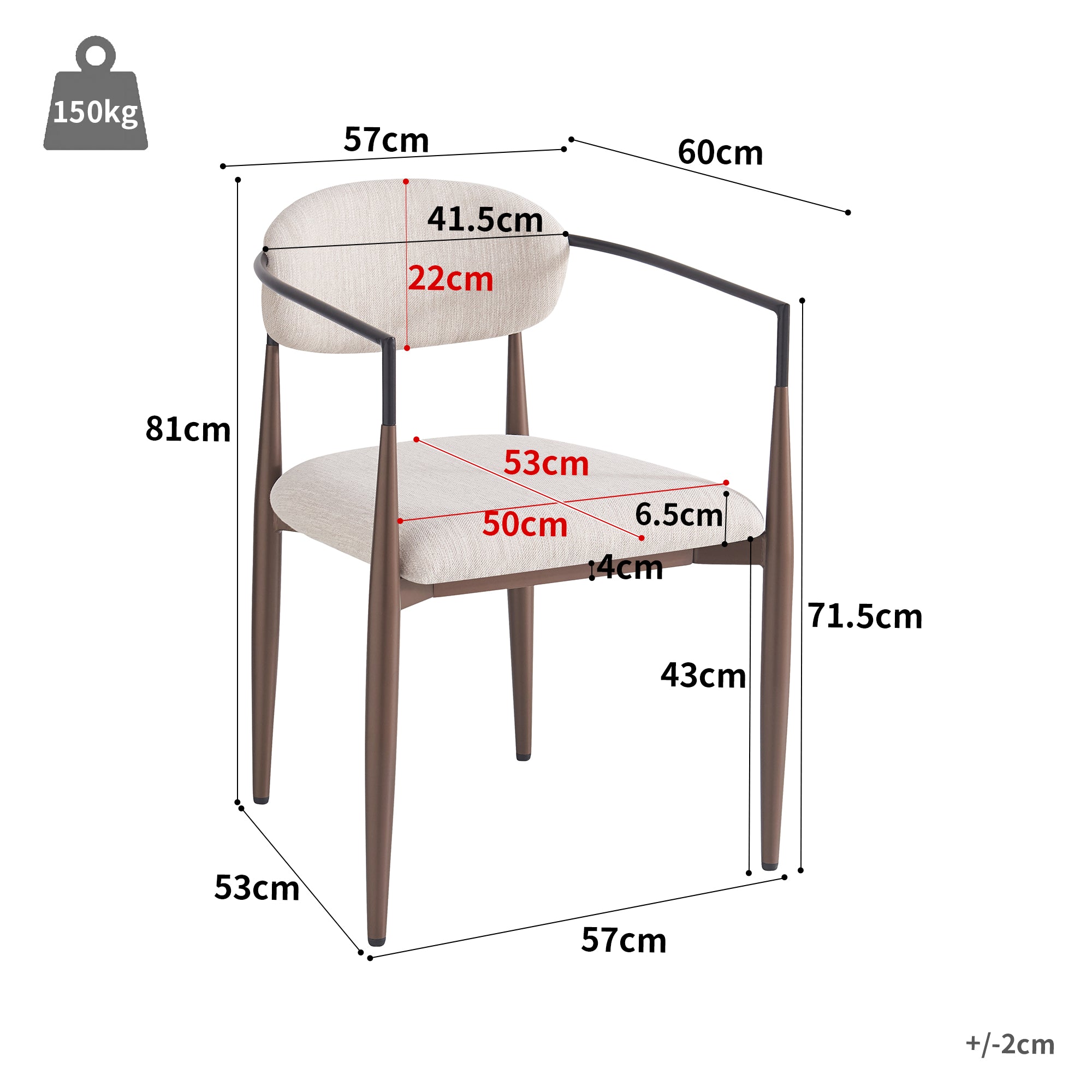 Dining Chair Set (6 Pieces), Ergonomic Modern Luxury Adjustable, High-Quality Linen Fabric