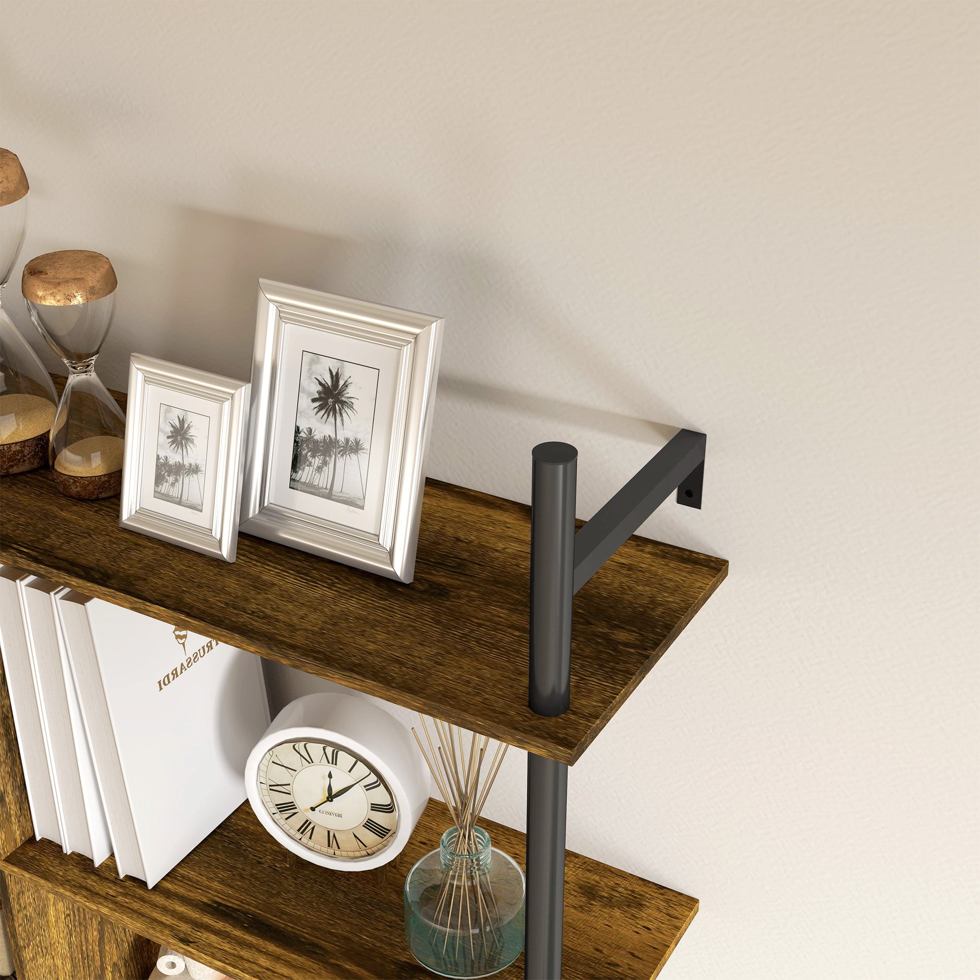 Three-Tier Floating Shelf Wall Display Brown/Black