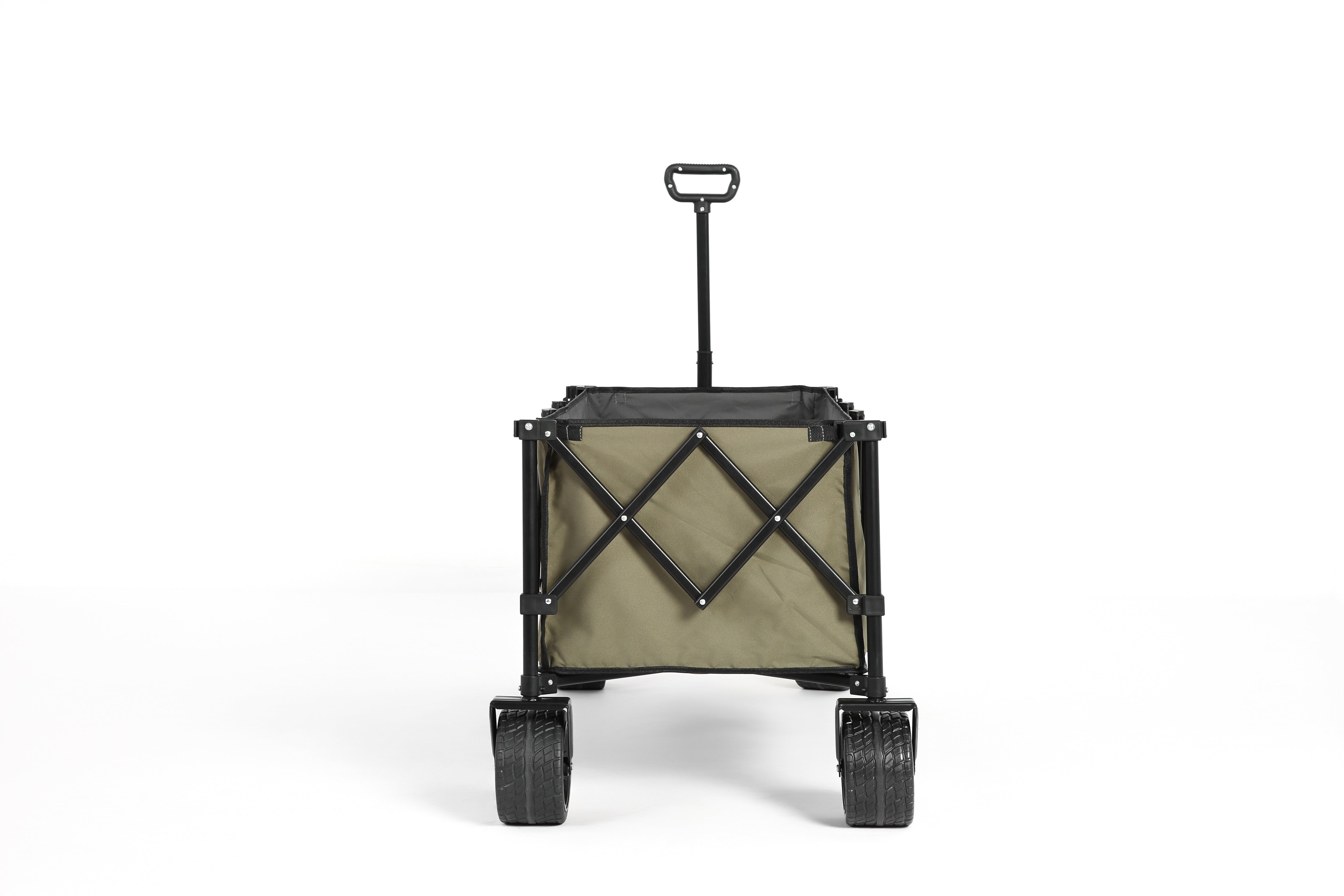 Foldable Extended Wagon, 220lbs Capacity 300L Garden Cart Beach Wheels Drink Holders, Army Green