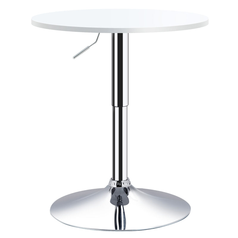 Bar Table Adjustable Height Round Bistro Swivel Top White Metal Frame