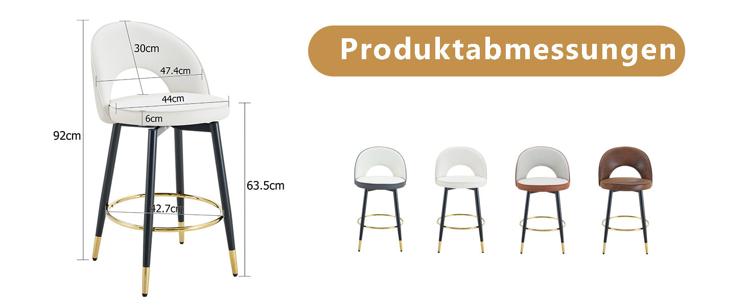 360° Rotating Bar Stool, Modern Upholstered, White PU