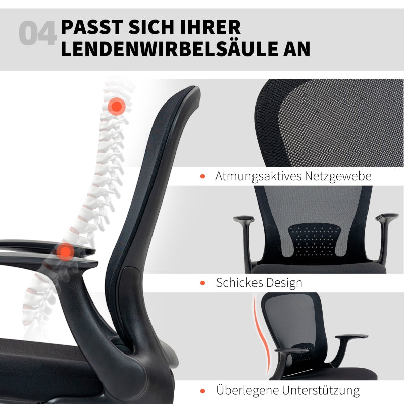 Office Chair Height-Adjustable Foot Ring Lumbar Support - Black