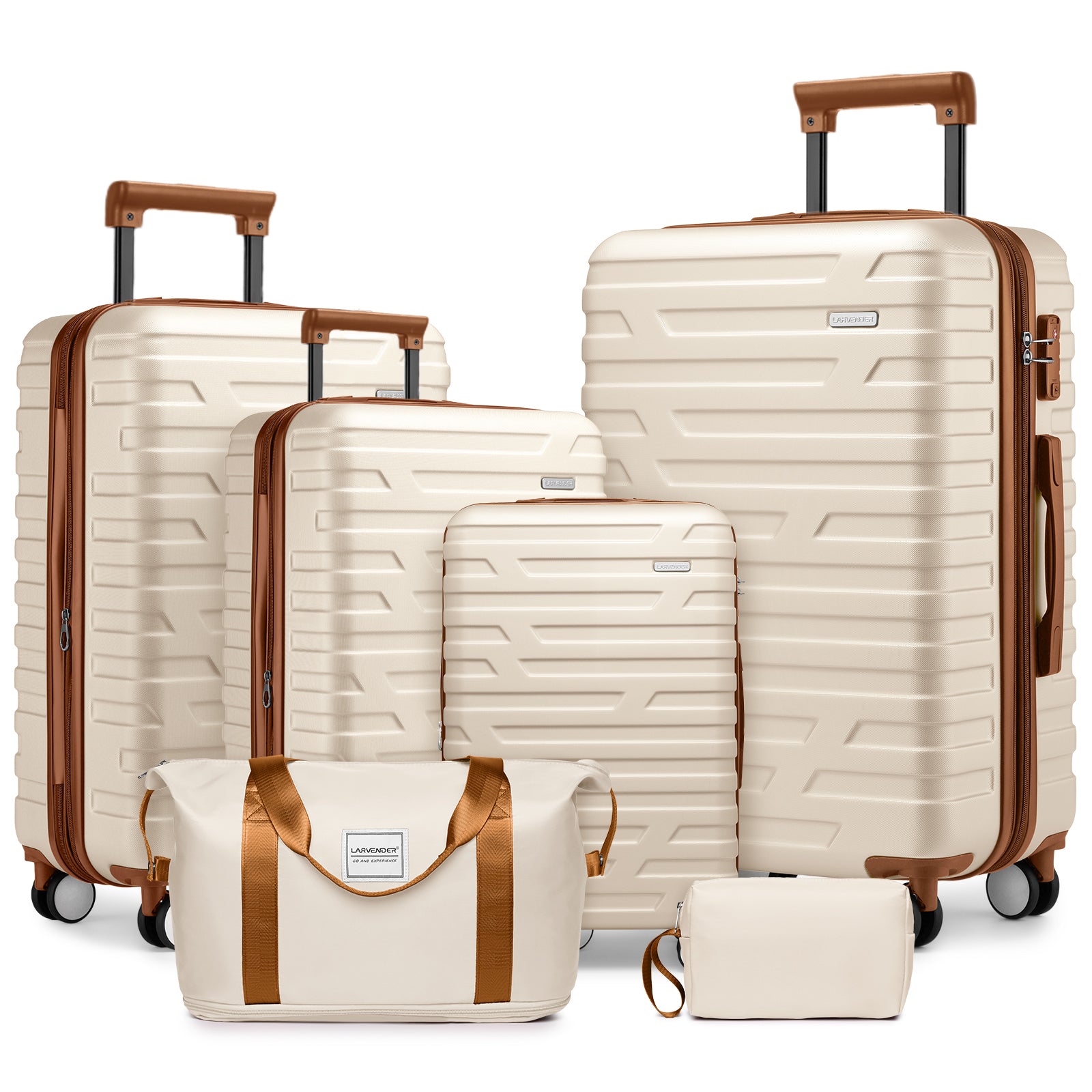 Luggage Sets 6 Piece Hardside Expandable Spinner Wheels TSA Lock, Cream