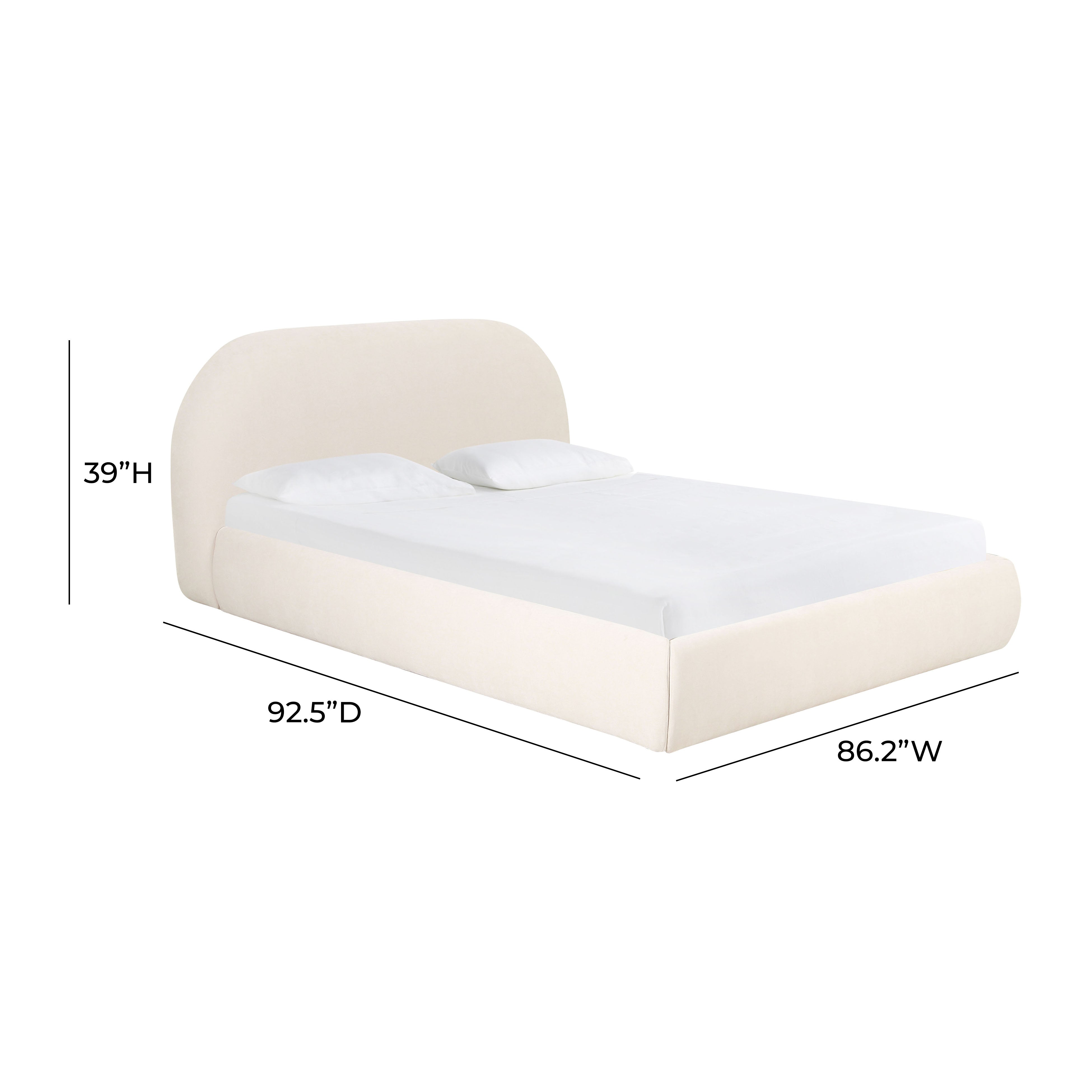 Bara Super King Bed Textured Velvet Cream
