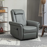 Recliner Armchair, 3D Kneading Massage Electric Reclining with Footrest, Faux Leather Grey