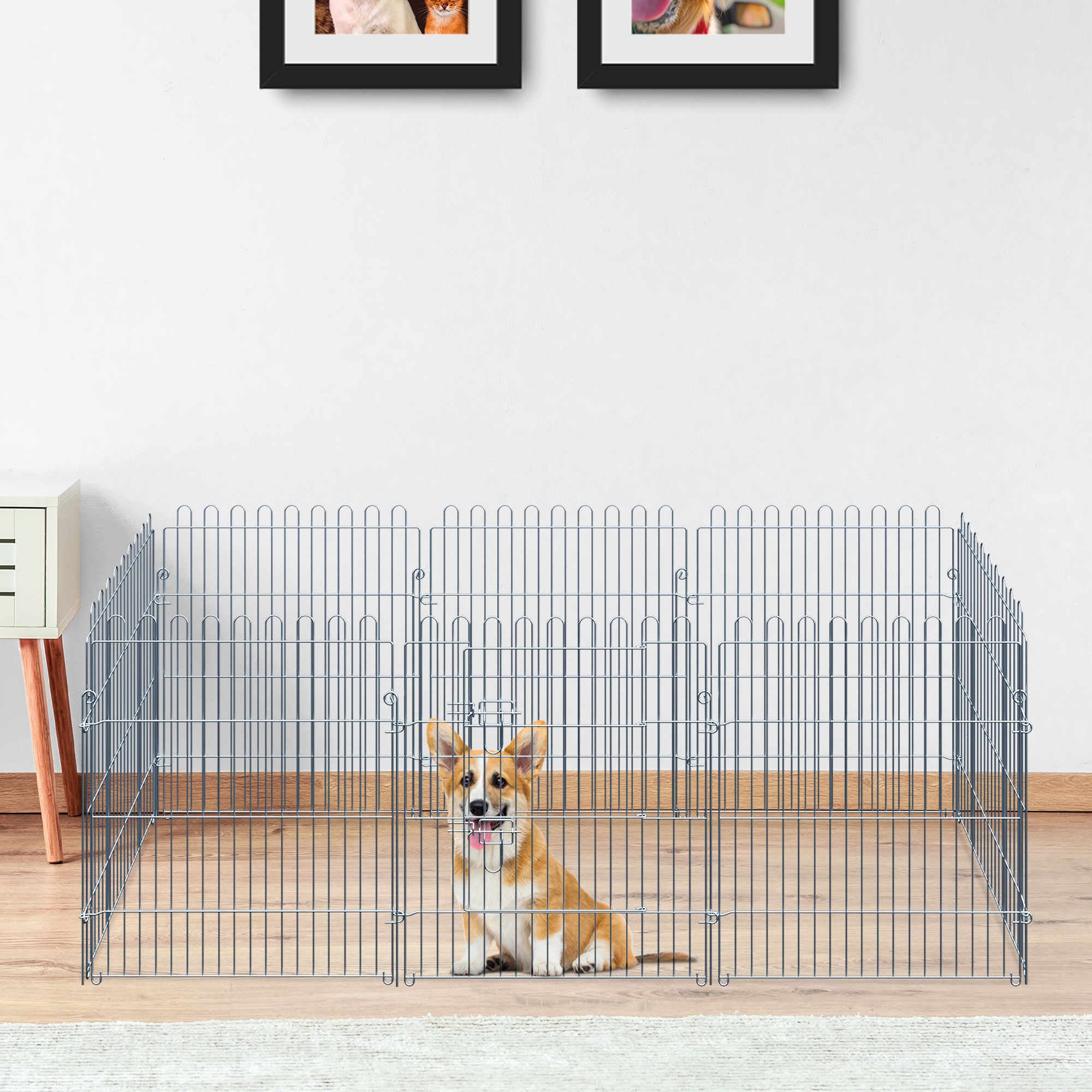 Puppy Run Playpen 8-Piece 63x76cm Safe Stable Metal
