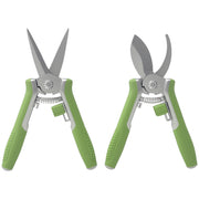 Garden Tool Set 2 Pieces, Stainless Steel with Pruning Shears, Green + Silver