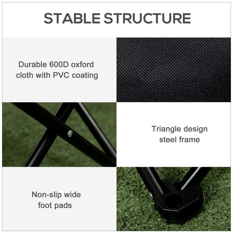 Camping Chair, Lightweight Folding with Carrying Bag and Pocket, Black