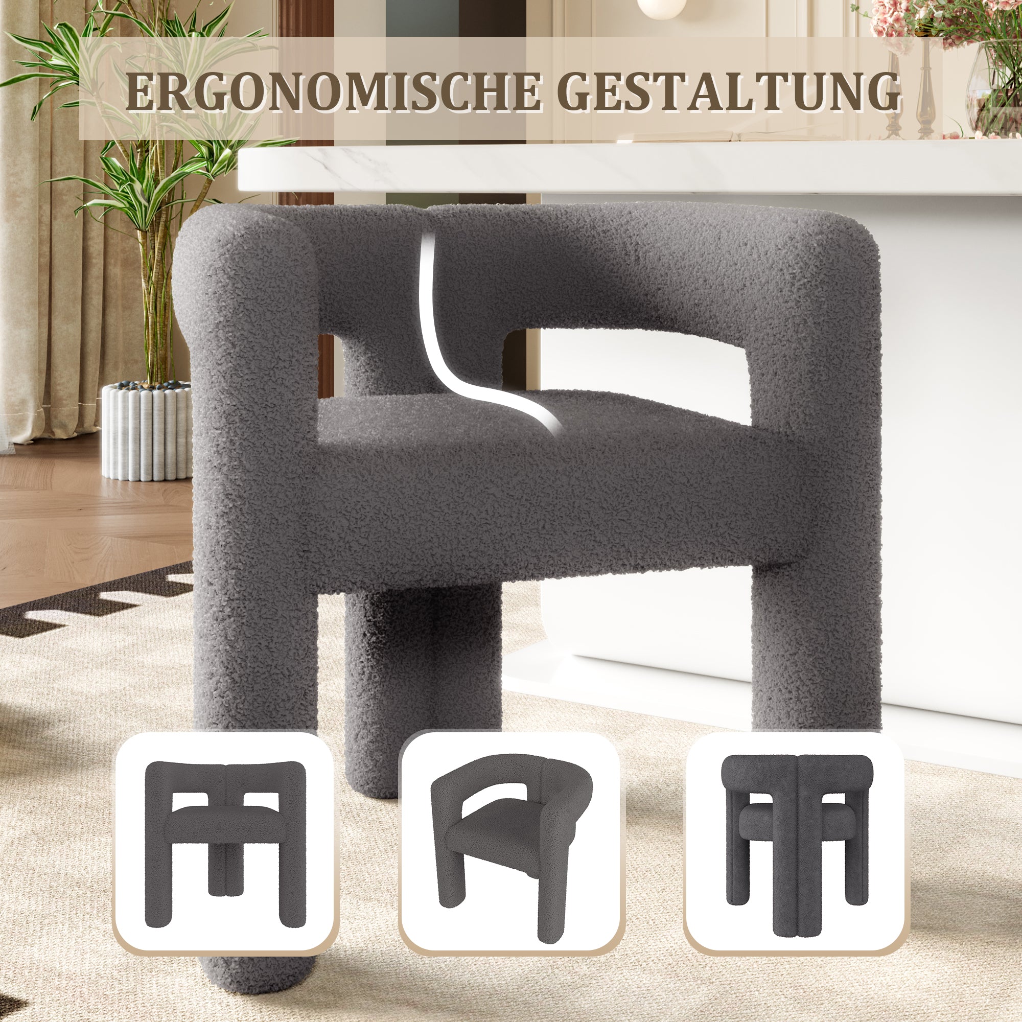 Ergonomic Armchair, Comfortable Versatile Quick-Assemble, Premium Teddy Pile