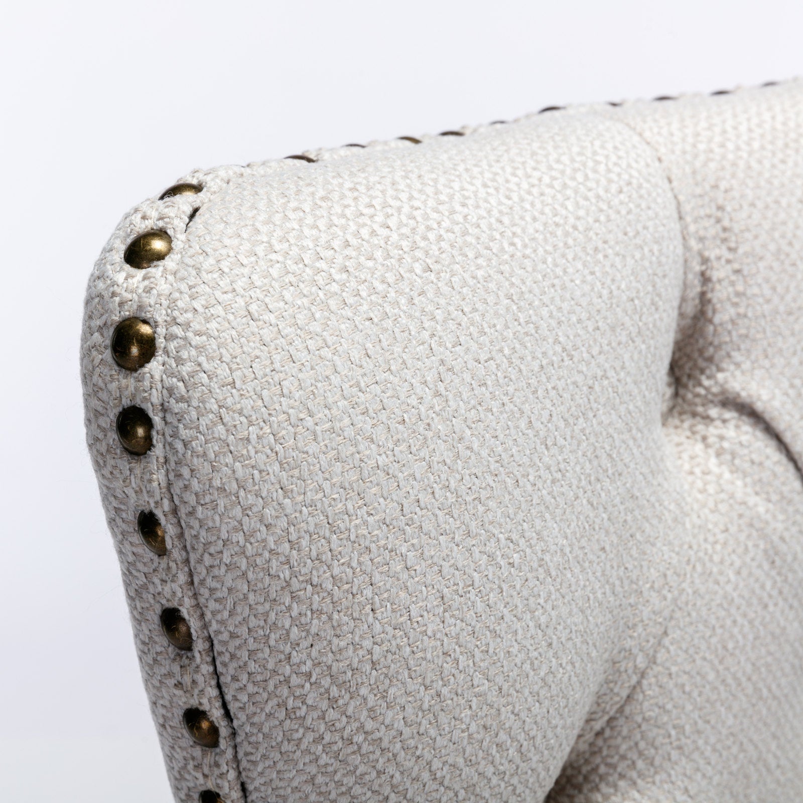 Nikki Collection Tufted Solid Wood Dining Chair Set, Linen, Beige