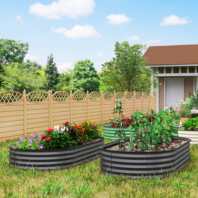 Set of Two Planters 181 x 93cm Steel Dark Grey