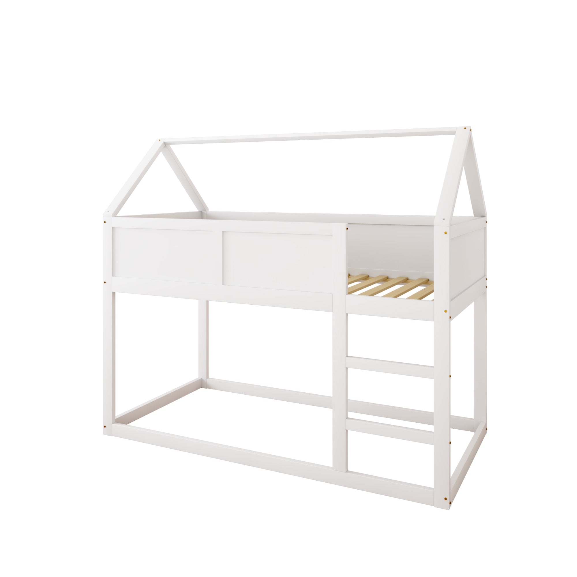 Bunk bed for children, 90x200cm Low Single Loft Bed with Stairs, White Solid Wood