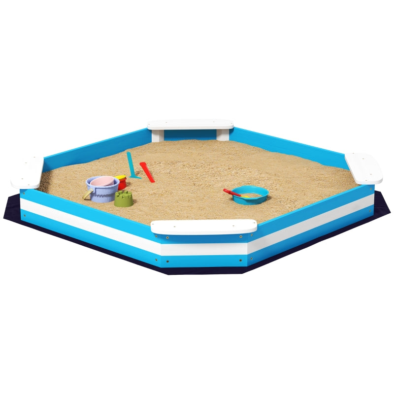 AIYAPLAY Sandpit, sandbox with 4 seats, spruce wood, blue