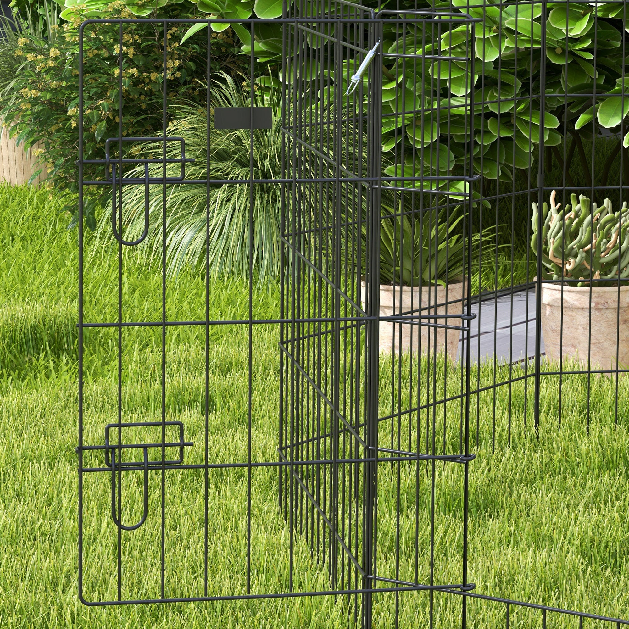 Puppy Playpen 8-Piece Set 76cm High Outdoor Enclosure, Metal Black