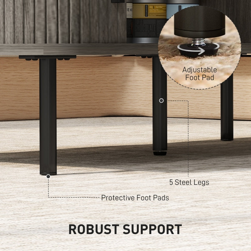 Coffee Table with Storage, Rectangular Sliding Doors, Grey Wood-Effect