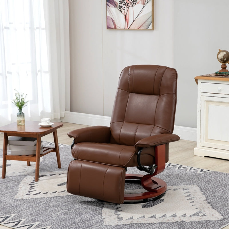 Faux Leather Armchair, 145° Reclining Back and Footrest - Brown